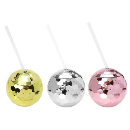 600ml Creative Disco Ball Cups with Lid and Straw Tumbler