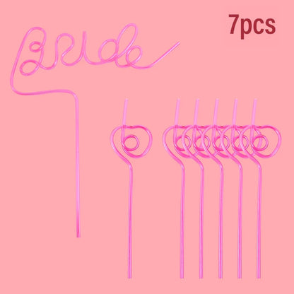 1Set Bridal Shower Straws Love Heart Drinking Straw Gift