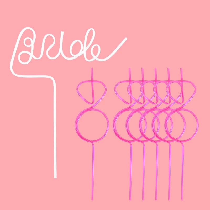 1Set Bridal Shower Straws Love Heart Drinking Straw Gift