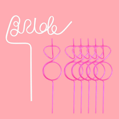 1Set Bridal Shower Straws Love Heart Drinking Straw Gift