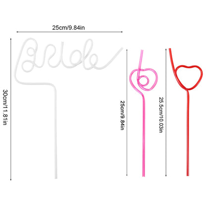 1Set Bridal Shower Straws Love Heart Drinking Straw Gift