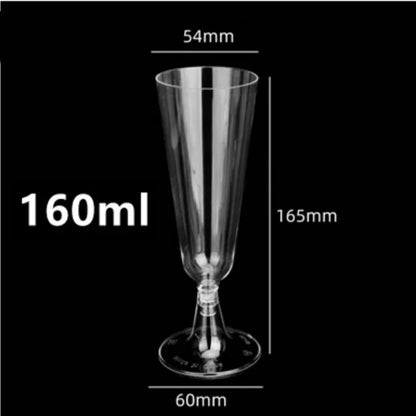25 Champagne Glasses Disposable Plastic Gold Powder Martini