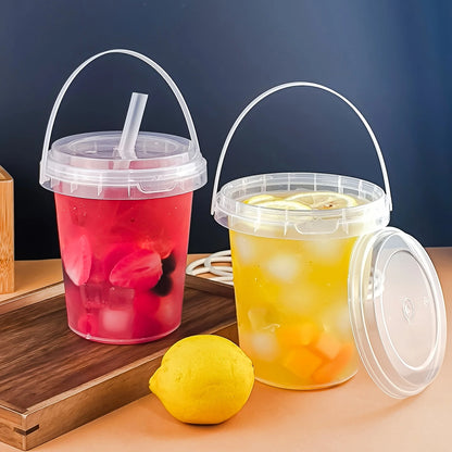 10Pcs 33.81Oz Large Plastic Cups with Lids and Straws
