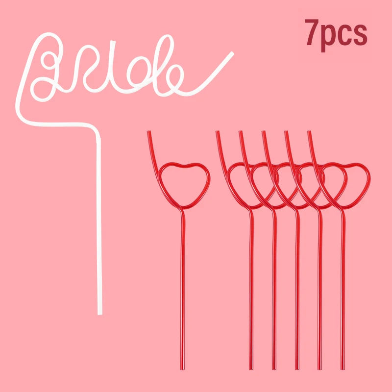 1Set Bridal Shower Straws Love Heart Drinking Straw Gift