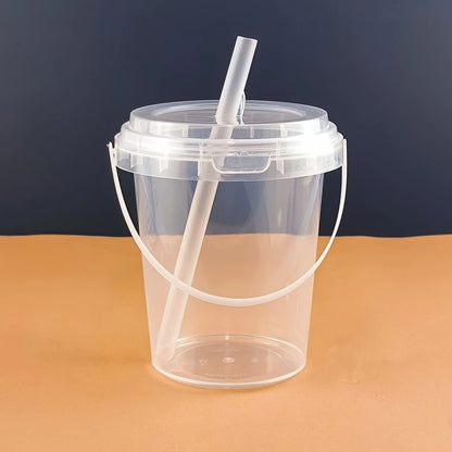 10Pcs 33.81Oz Large Plastic Cups with Lids and Straws
