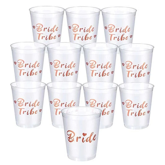 Team Bride Tribe Cups Plastic Drinking Cup Rose Gold Wedding