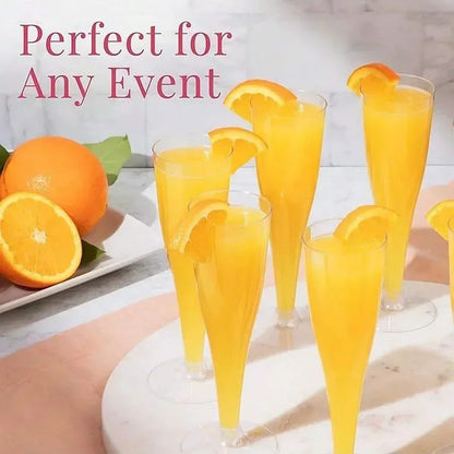 25 Champagne Glasses Disposable Plastic Gold Powder Martini