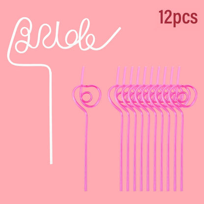 1Set Bridal Shower Straws Love Heart Drinking Straw Gift