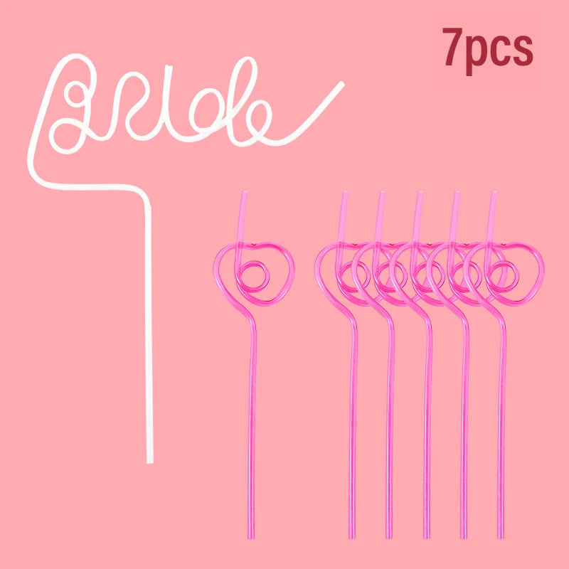 1Set Bridal Shower Straws Love Heart Drinking Straw Gift