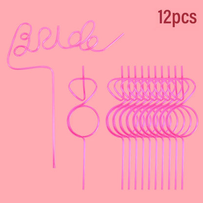 1Set Bridal Shower Straws Love Heart Drinking Straw Gift