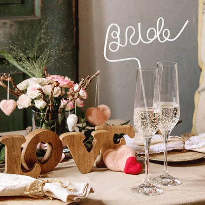 1Set Bridal Shower Straws Love Heart Drinking Straw Gift