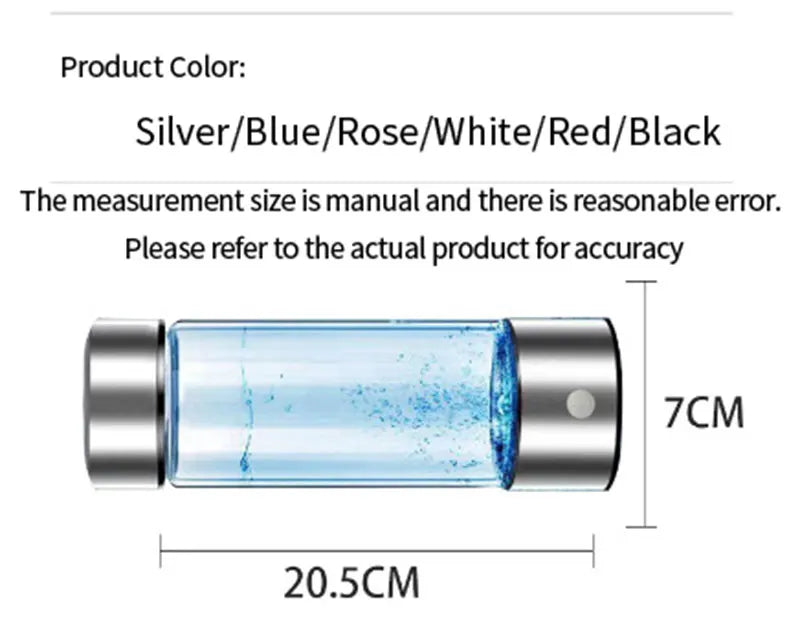 420ml or 14. 20z Hydrogen-Rich Water Cup Electric Hydrogen Rich Water Generator Bottle Titanium Quality Filter Portable Antioxidant Lonizer