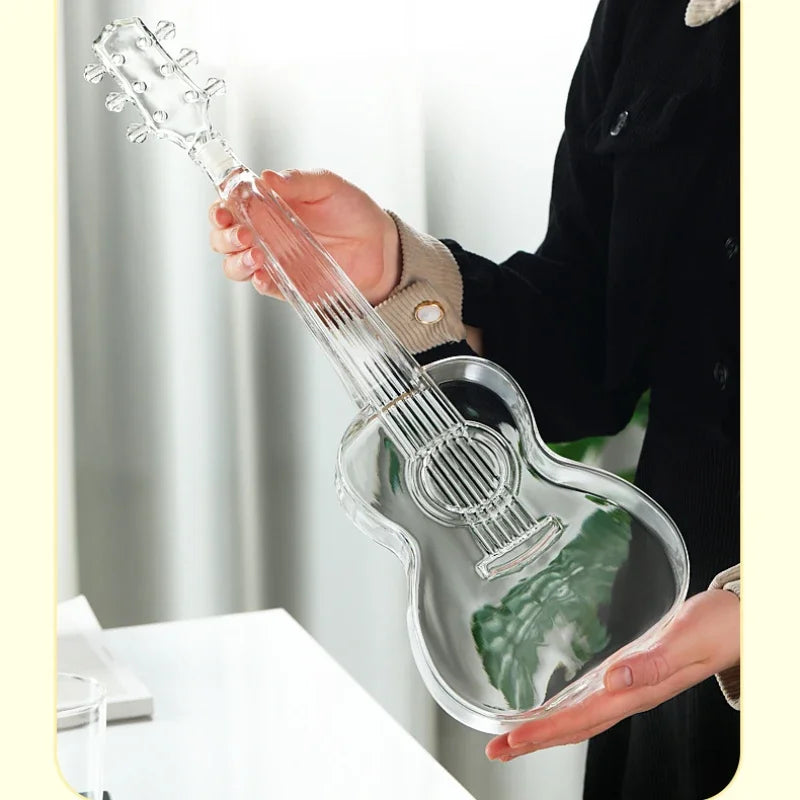 High Borosilicate Glass Wine Bottle Guitar Violin Decanter Set