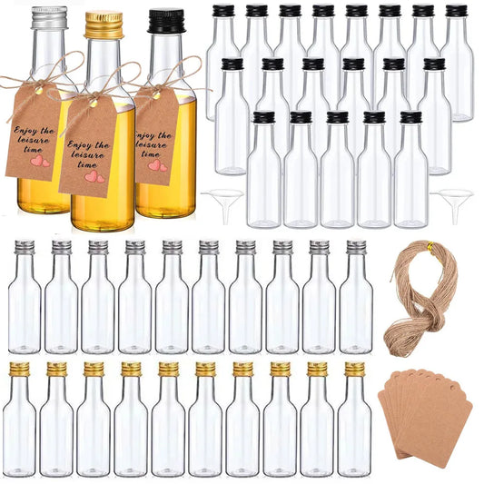 10/30/50/100pcs Mini Liquor Bottles Set 1.7oz Plastic Spirit Bottles