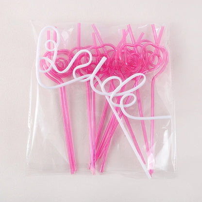 1Set Bridal Shower Straws Love Heart Drinking Straw Gift