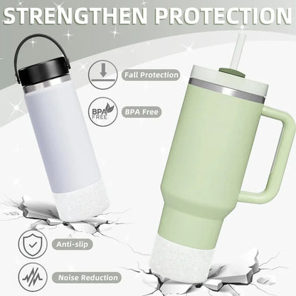 Silicone Glitter Bottle Bottom Sleeve Cup Accessories Anti-Slip Water Bottle Pad Heat Insulation Sports Cup Cover for Tumbler