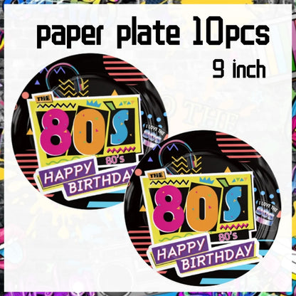 Hip Hop 80s Birthday Party Decoration 1980s Tableware Supplies