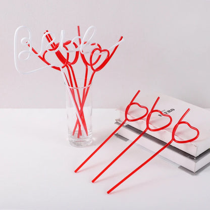 1Set Bridal Shower Straws Love Heart Drinking Straw Gift