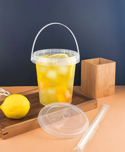 10Pcs 33.81Oz Large Plastic Cups with Lids and Straws