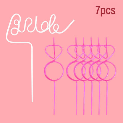 1Set Bridal Shower Straws Love Heart Drinking Straw Gift
