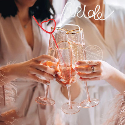 1Set Bridal Shower Straws Love Heart Drinking Straw Gift