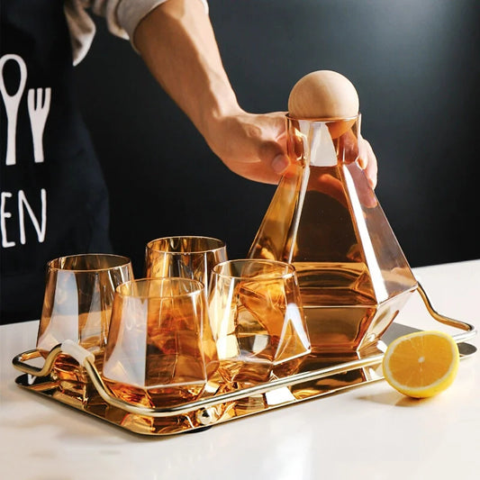 1/5 Pcs/Set Water Pots Glass Carafe Set With Wood Lid